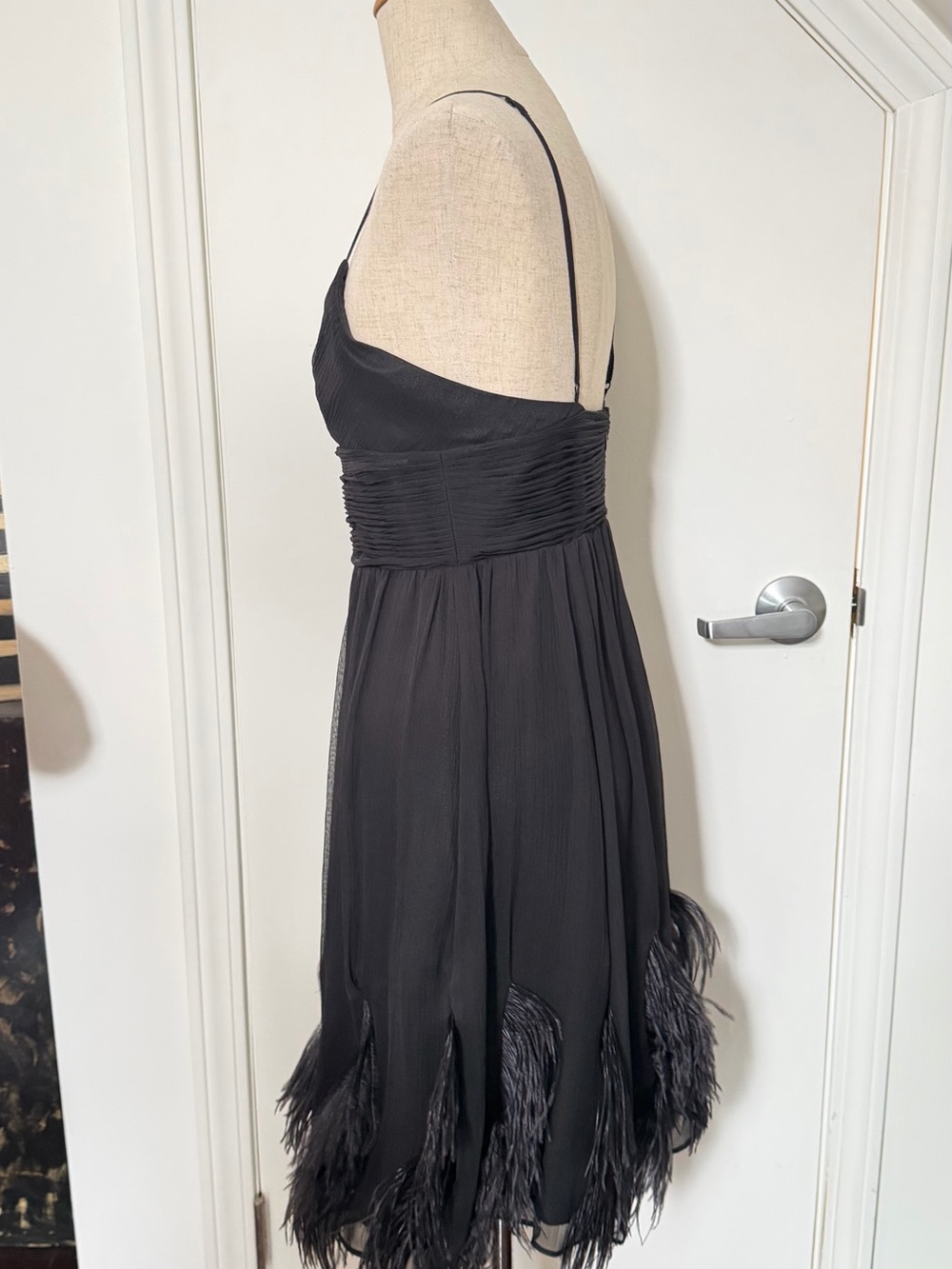 BCBGMaxAzria Black Dress with Feathers - Picture 2 of 6